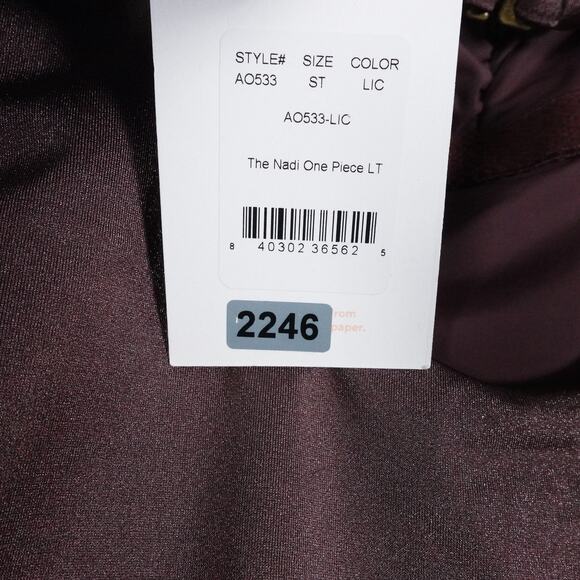 New Andie Swim Nadi Licorice Brown Satin Swimsuit Small Tall Long Torso 2246 - Picture 8 of 12